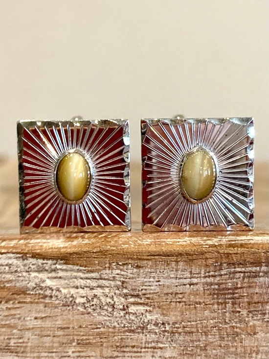 Vintage Other - Simmons Sterling Silver Cufflinks Tigers Eye Vintage Square Western Style
